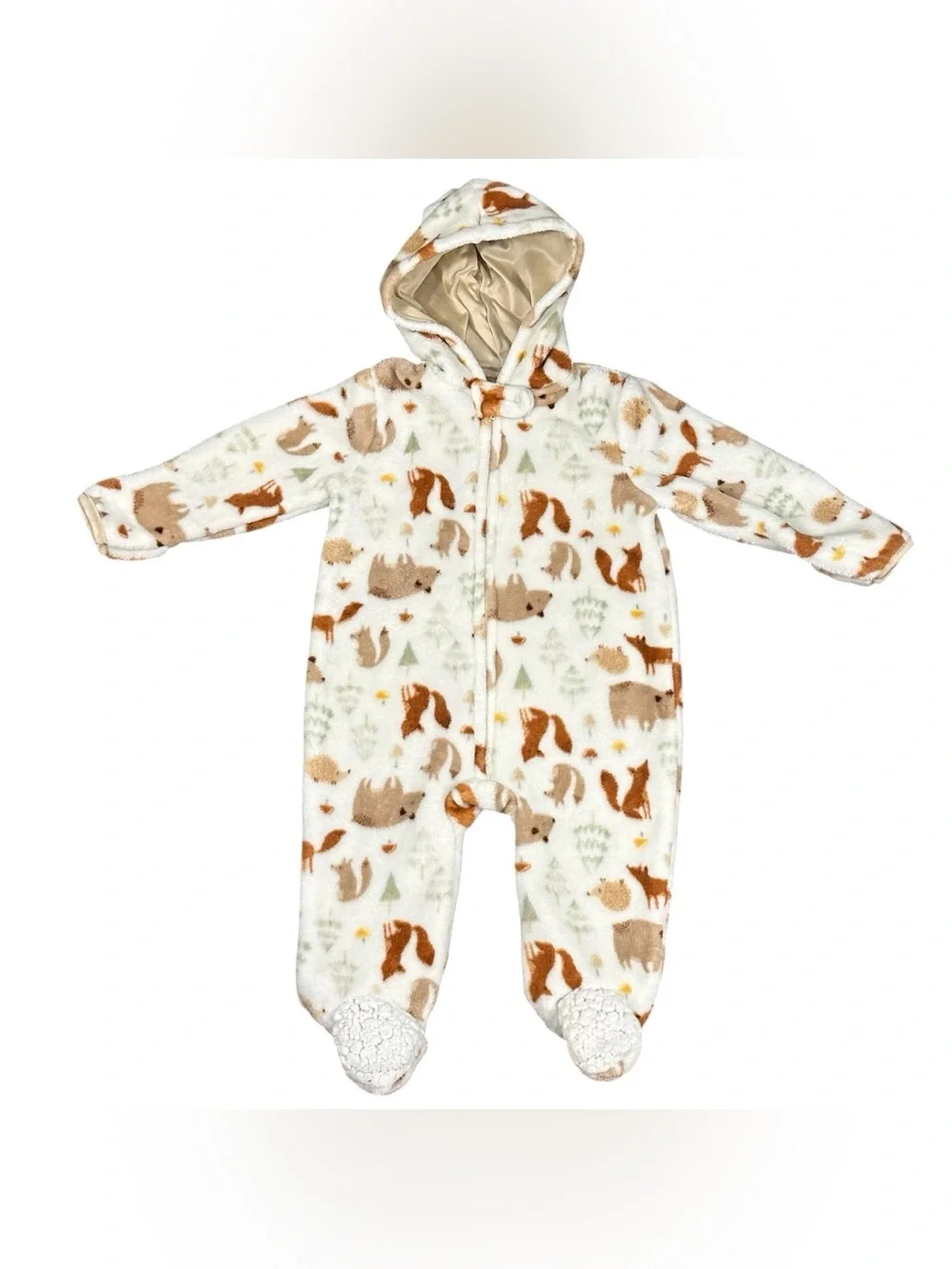 Chick Pea Baby 6-9 Months Woodland Animals Hooded Fleece Footed